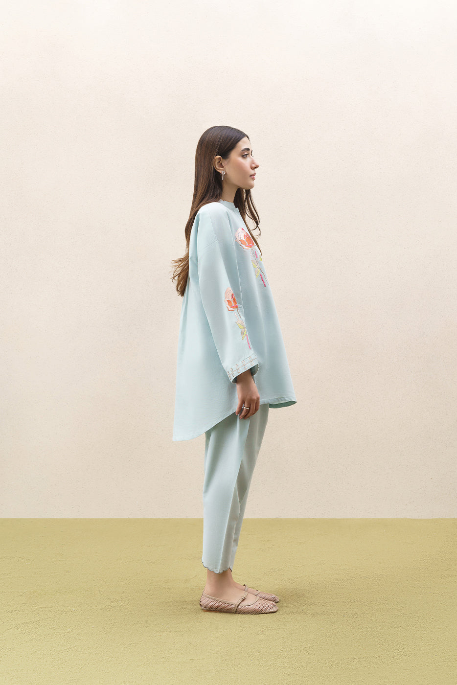 2 PIECE EMBROIDERED FANCY COTTON SUIT (PRET)