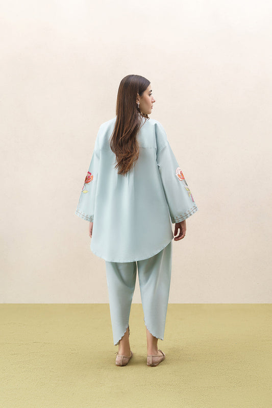2 PIECE EMBROIDERED FANCY COTTON SUIT (PRET)