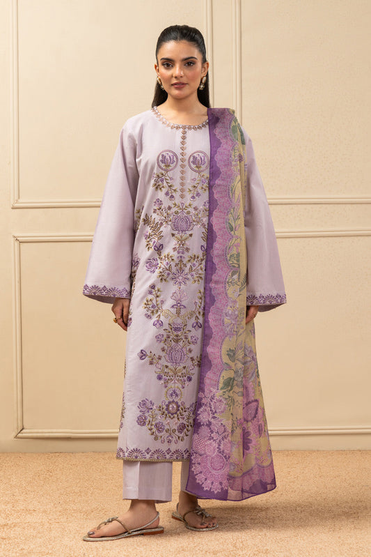 3 PIECE EMBROIDERED TEXTURED LAWN SUIT (PRET)