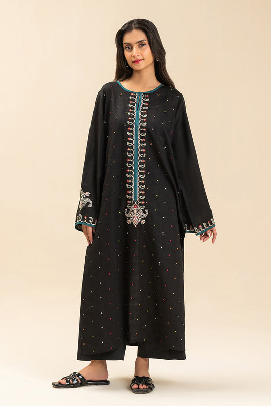 EMBROIDERED DOBBY LAWN SHIRT (PRET)