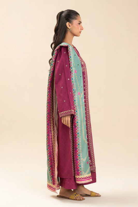 3 PIECE EMBROIDERED SELF JACQUARD SUIT (PRET)