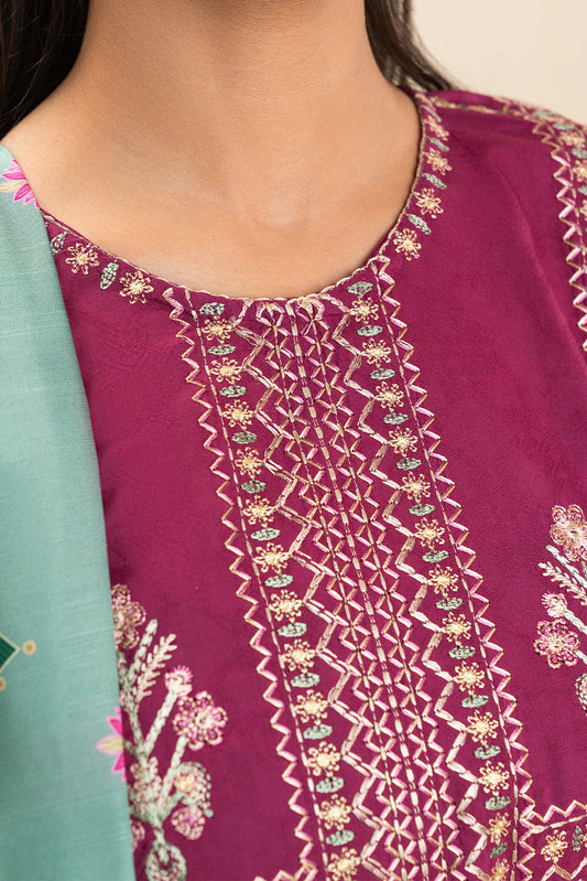 3 PIECE EMBROIDERED SELF JACQUARD SUIT (PRET)