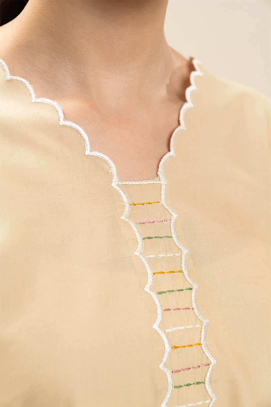 2 PIECE EMBROIDERED LAWN SUIT-BUTTER CREAM (UNSTITCHED)