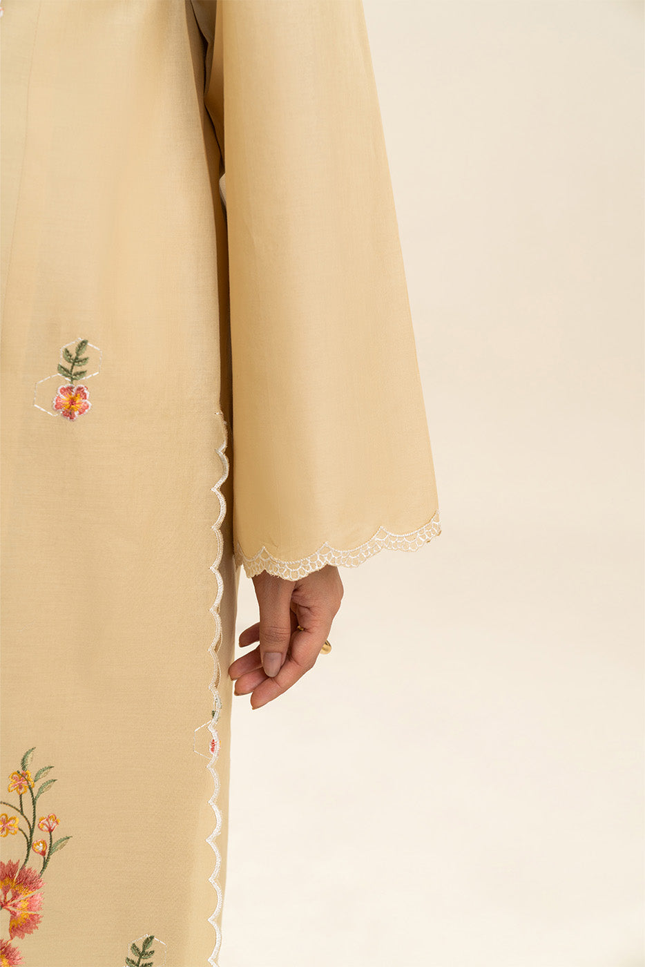 2 PIECE EMBROIDERED LAWN SUIT-BUTTER CREAM (UNSTITCHED)