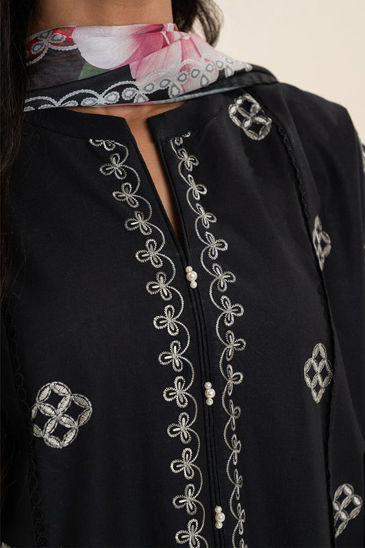 2 PIECE EMBROIDERED LAWN SUIT-MONOCHROME TALE (UNSTITCHED)