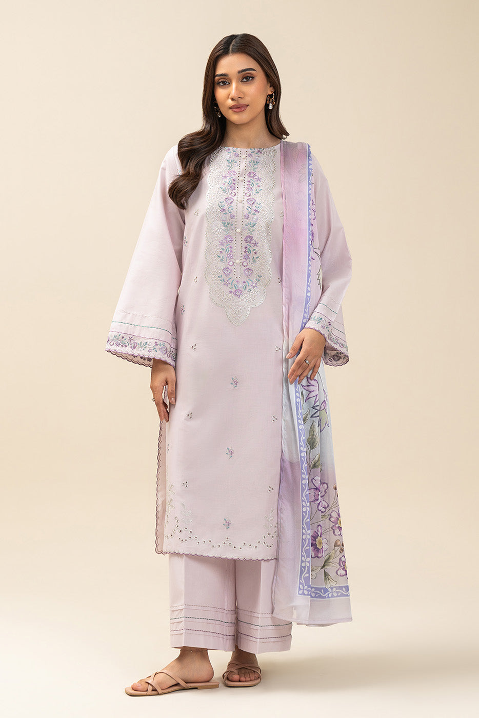 2 PIECE EMBROIDERED LAWN SUIT-LILAC HUES (UNSTITCHED)
