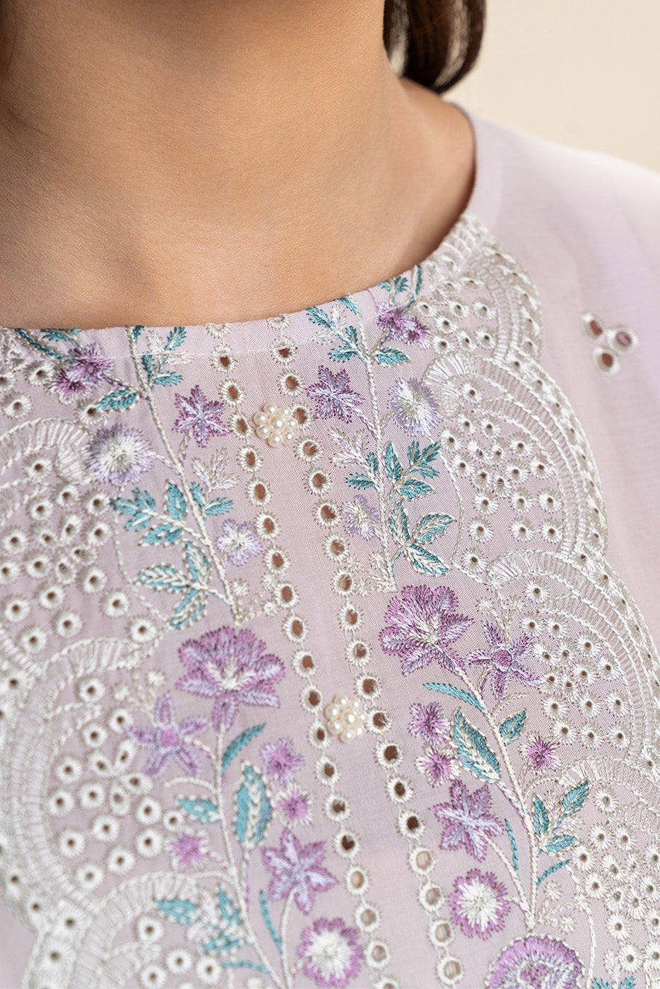 2 PIECE EMBROIDERED LAWN SUIT-LILAC HUES (UNSTITCHED)