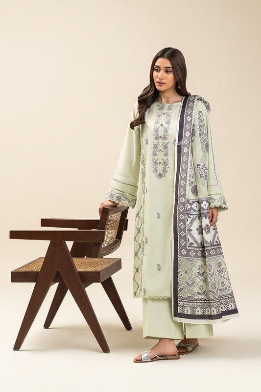 3 PIECE EMBROIDERED LAWN SUIT-OBLIVION SAGE (UNSTITCHED)