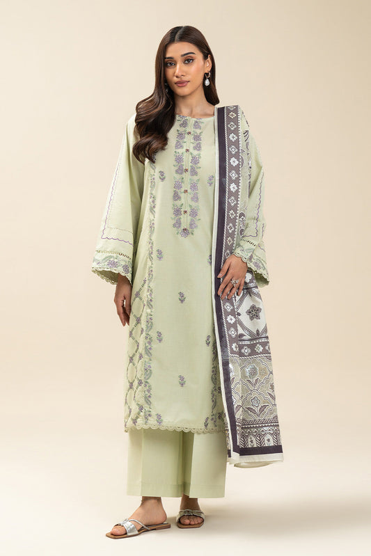 3 PIECE EMBROIDERED LAWN SUIT-OBLIVION SAGE (UNSTITCHED)