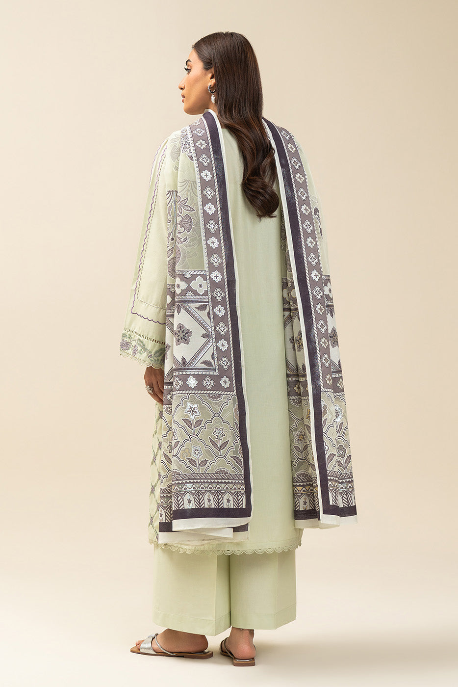 3 PIECE EMBROIDERED LAWN SUIT-OBLIVION SAGE (UNSTITCHED)