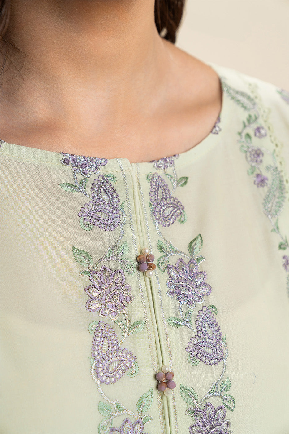 3 PIECE EMBROIDERED LAWN SUIT-OBLIVION SAGE (UNSTITCHED)