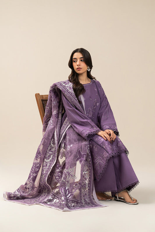 3 PIECE EMBROIDERED LAWN SUIT-LOGANBERRY (UNSTITCHED)