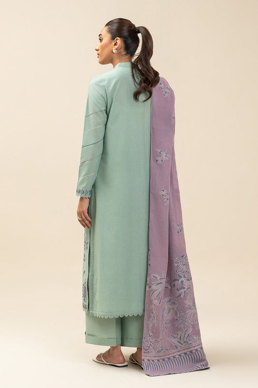 3 PIECE EMBROIDERED LAWN SUIT-SEAFOAM GREEN (UNSTITCHED)