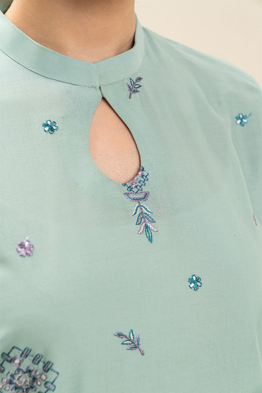 3 PIECE EMBROIDERED LAWN SUIT-SEAFOAM GREEN (UNSTITCHED)