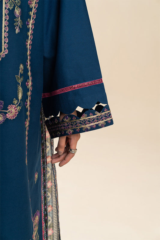 3 PIECE EMBROIDERED LAWN SUIT-CERULEAN FOLK (UNSTITCHED)