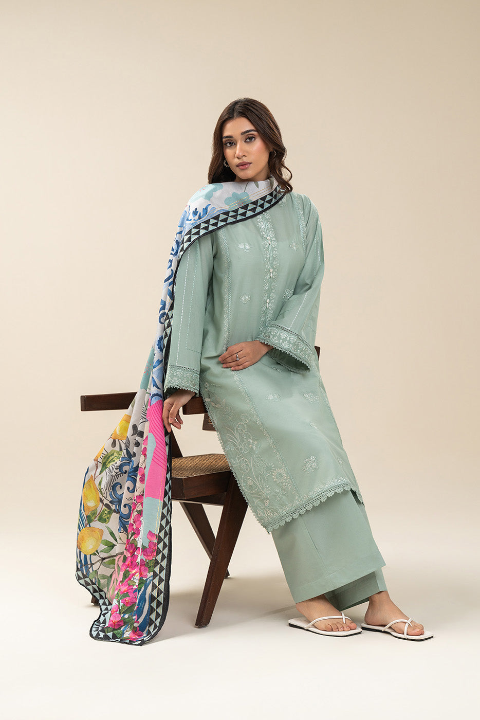 3 PIECE EMBROIDERED LAWN SUIT-MISTY JADE SUIT (UNSTITCHED)