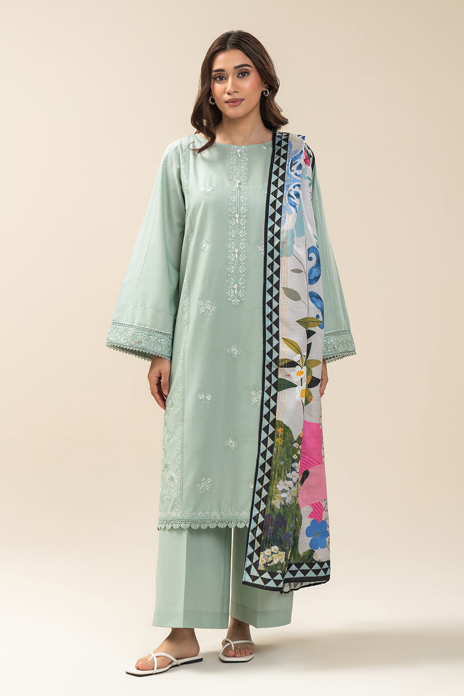 3 PIECE EMBROIDERED LAWN SUIT-MISTY JADE SUIT (UNSTITCHED)