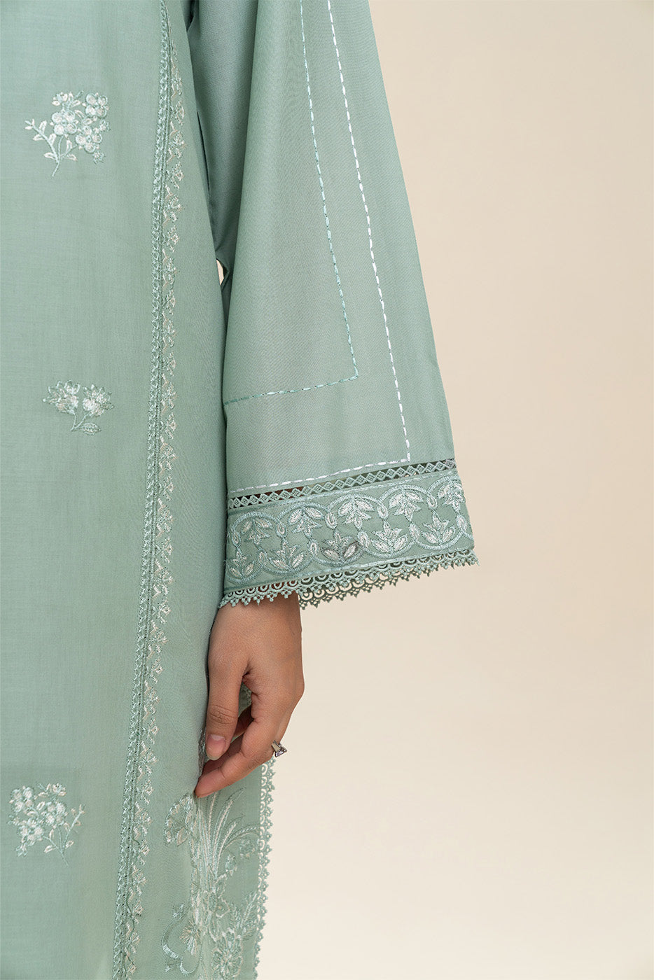 3 PIECE EMBROIDERED LAWN SUIT-MISTY JADE SUIT (UNSTITCHED)