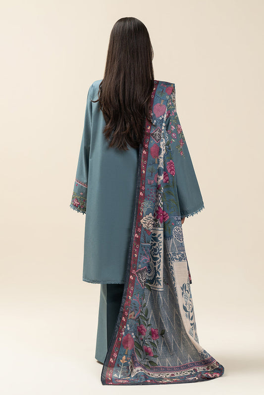 3 PIECE EMBROIDERED LAWN SUIT-ARCTIC BLUE (UNSTITCHED)