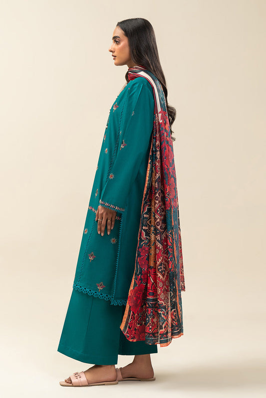 3 PIECE EMBROIDERED LAWN SUIT-TRIBAL CAMELLIA (UNSTITCHED)