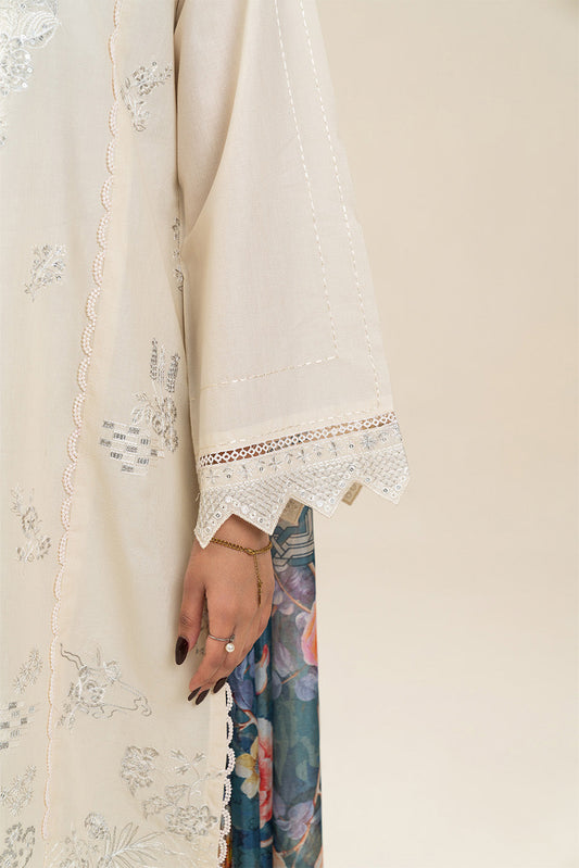 3 PIECE EMBROIDERED LAWN SUIT-IVORY FLORAL (UNSTITCHED)