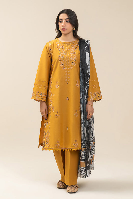 3 PIECE EMBROIDERED LAWN SUIT-BISQUE BLOOM (UNSTITCHED)