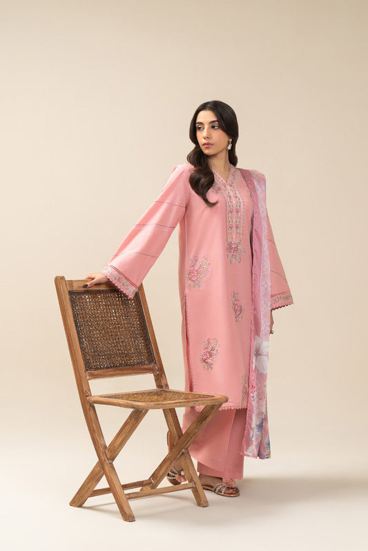 3 PIECE EMBROIDERED LAWN SUIT-BLUSH BLOOM (UNSTITCHED)