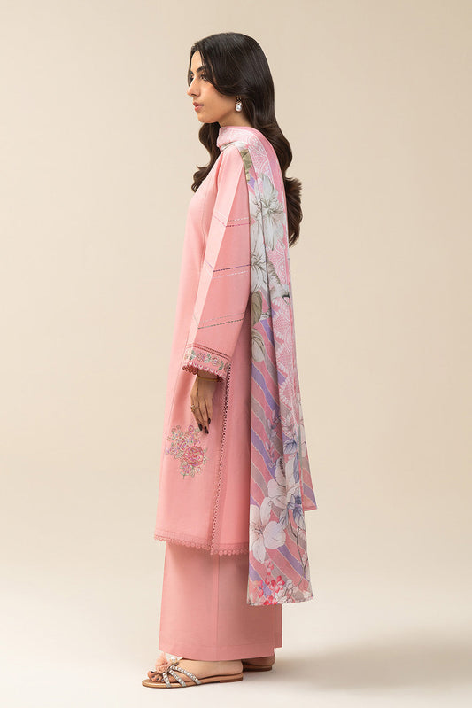 3 PIECE EMBROIDERED LAWN SUIT-BLUSH BLOOM (UNSTITCHED)