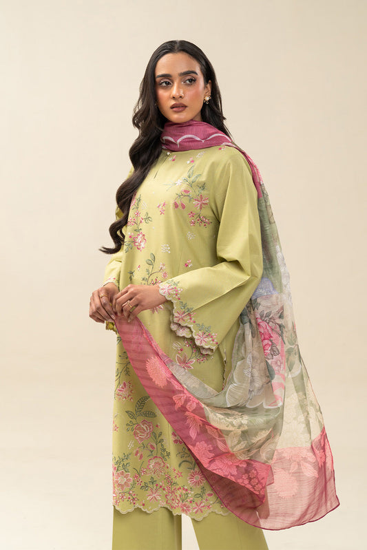 3 PIECE EMBROIDERED LAWN SUIT-SAGE BLOSSOM (UNSTITCHED)