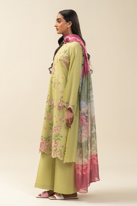 3 PIECE EMBROIDERED LAWN SUIT-SAGE BLOSSOM (UNSTITCHED)