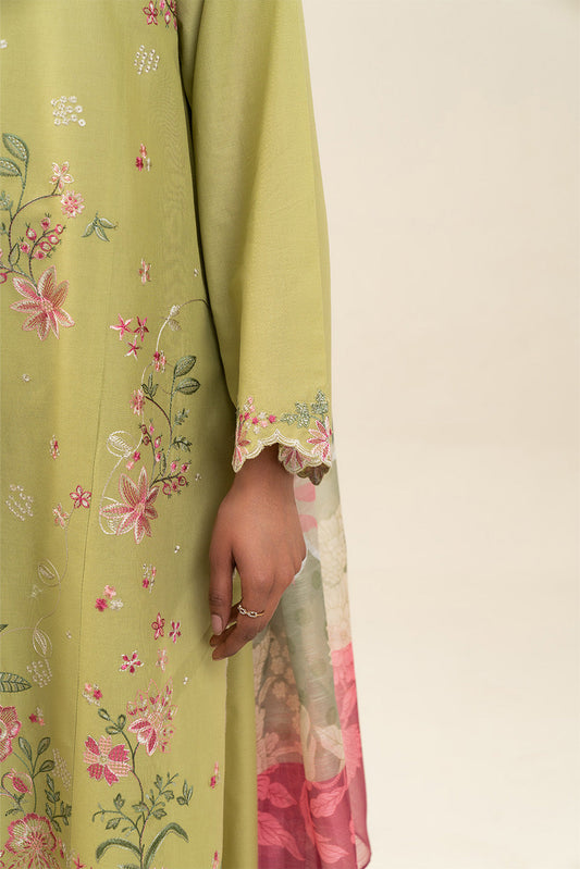 3 PIECE EMBROIDERED LAWN SUIT-SAGE BLOSSOM (UNSTITCHED)