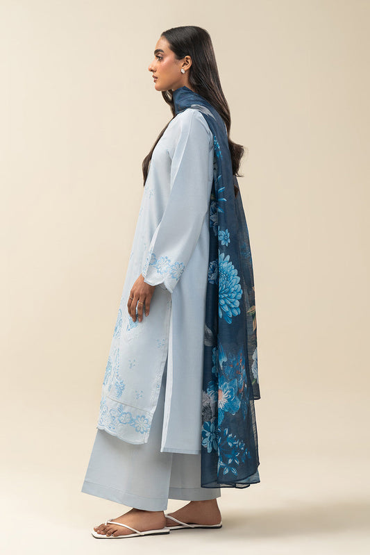 3 PIECE EMBROIDERED LAWN SUIT-FADED BREEZE (UNSTITCHED)