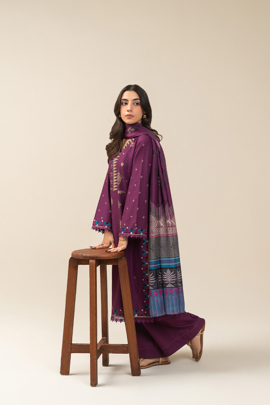 3 PIECE EMBROIDERED LAWN SUIT-TRIBAL WEFT (UNSTITCHED)