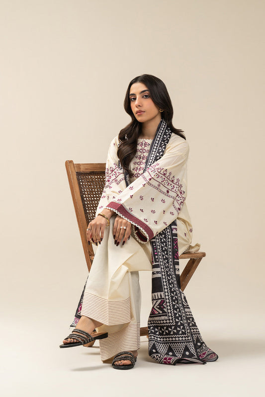 3 PIECE EMBROIDERED LAWN SUIT-TRIBAL TWIST (UNSTITCHED)