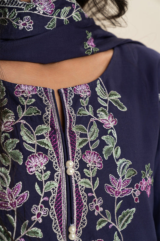 3 PIECE EMBROIDERED LAWN SUIT-PERIWINKLE (UNSTITCHED)