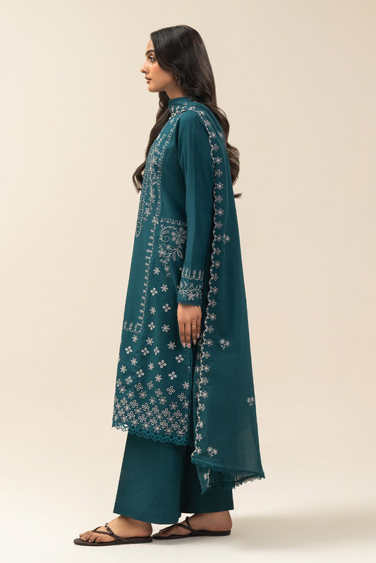 3 PIECE EMBROIDERED LAWN SUIT-STARDUST TEAL (UNSTITCHED)