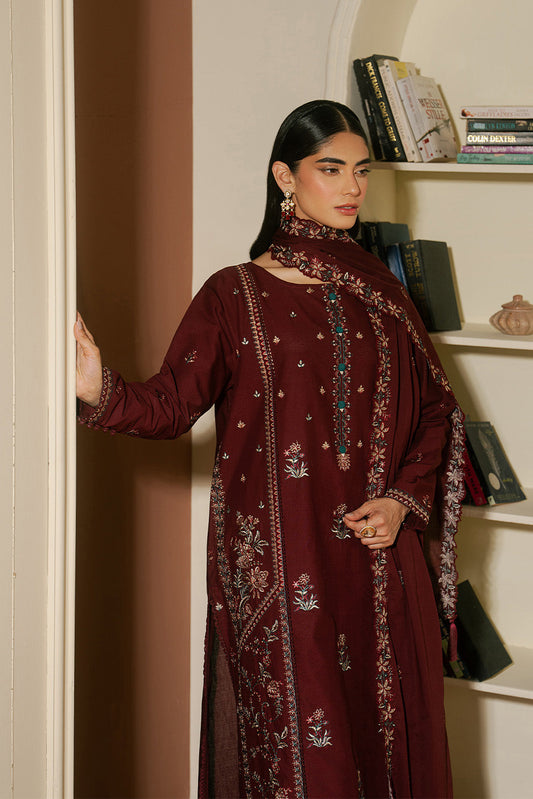 3 PIECE EMBROIDERED LAWN SUIT-MERLOT MISO (UNSTITCHED)
