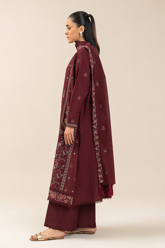 3 PIECE EMBROIDERED LAWN SUIT-MERLOT MISO (UNSTITCHED)