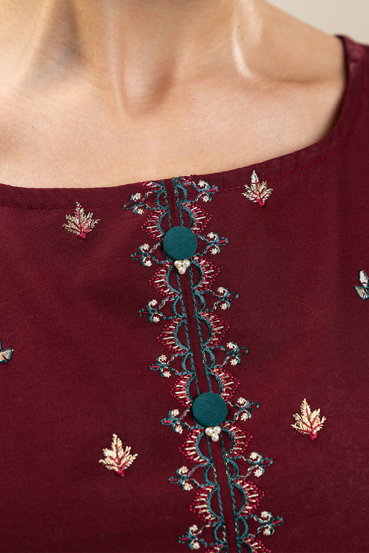 3 PIECE EMBROIDERED LAWN SUIT-MERLOT MISO (UNSTITCHED)