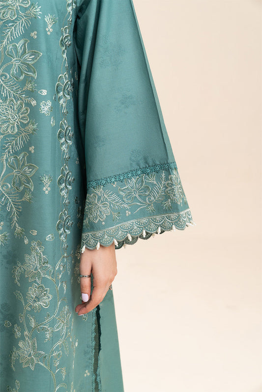 3 PIECE EMBROIDERED SELF JACQUARD SUIT-OCEAN SILVER (UNSTITCHED)