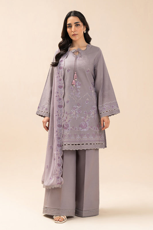 3 PIECE EMBROIDERED SELF JACQUARD SUIT-RITZY ROSE (UNSTITCHED)