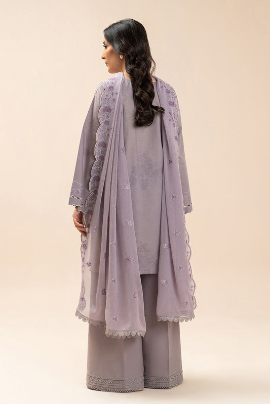 3 PIECE EMBROIDERED SELF JACQUARD SUIT-RITZY ROSE (UNSTITCHED)