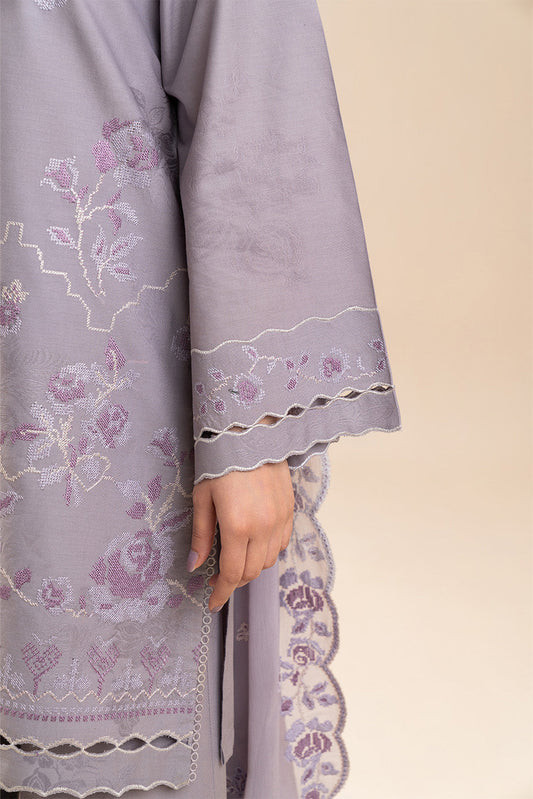 3 PIECE EMBROIDERED SELF JACQUARD SUIT-RITZY ROSE (UNSTITCHED)