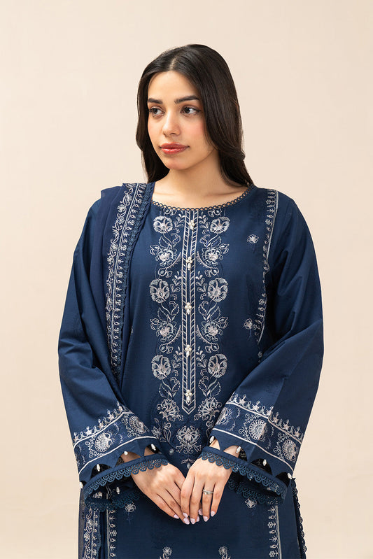 3 PIECE EMBROIDERED SELF JACQUARD SUIT-LUNAR THREAD (UNSTITCHED)