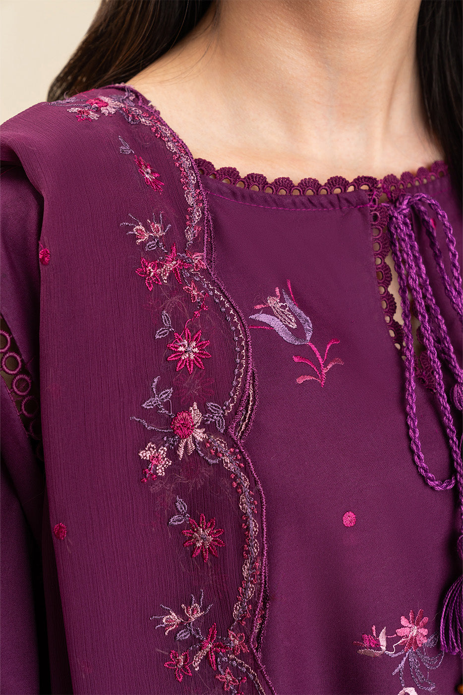 3 PIECE EMBROIDERED LAWN SUIT-MULBERRY BLOOM (UNSTITCHED)