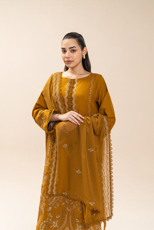 3 PIECE EMBROIDERED LAWN SUIT-MUSTARD MAJESTY (UNSTITCHED)