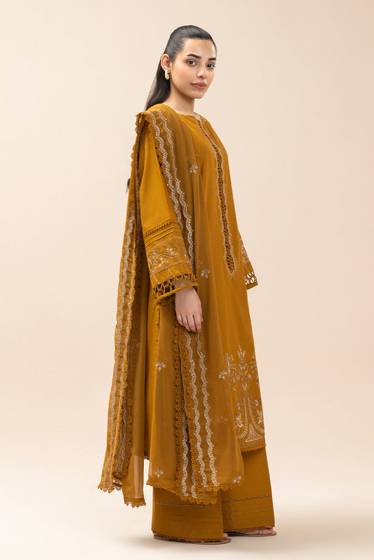 3 PIECE EMBROIDERED LAWN SUIT-MUSTARD MAJESTY (UNSTITCHED)