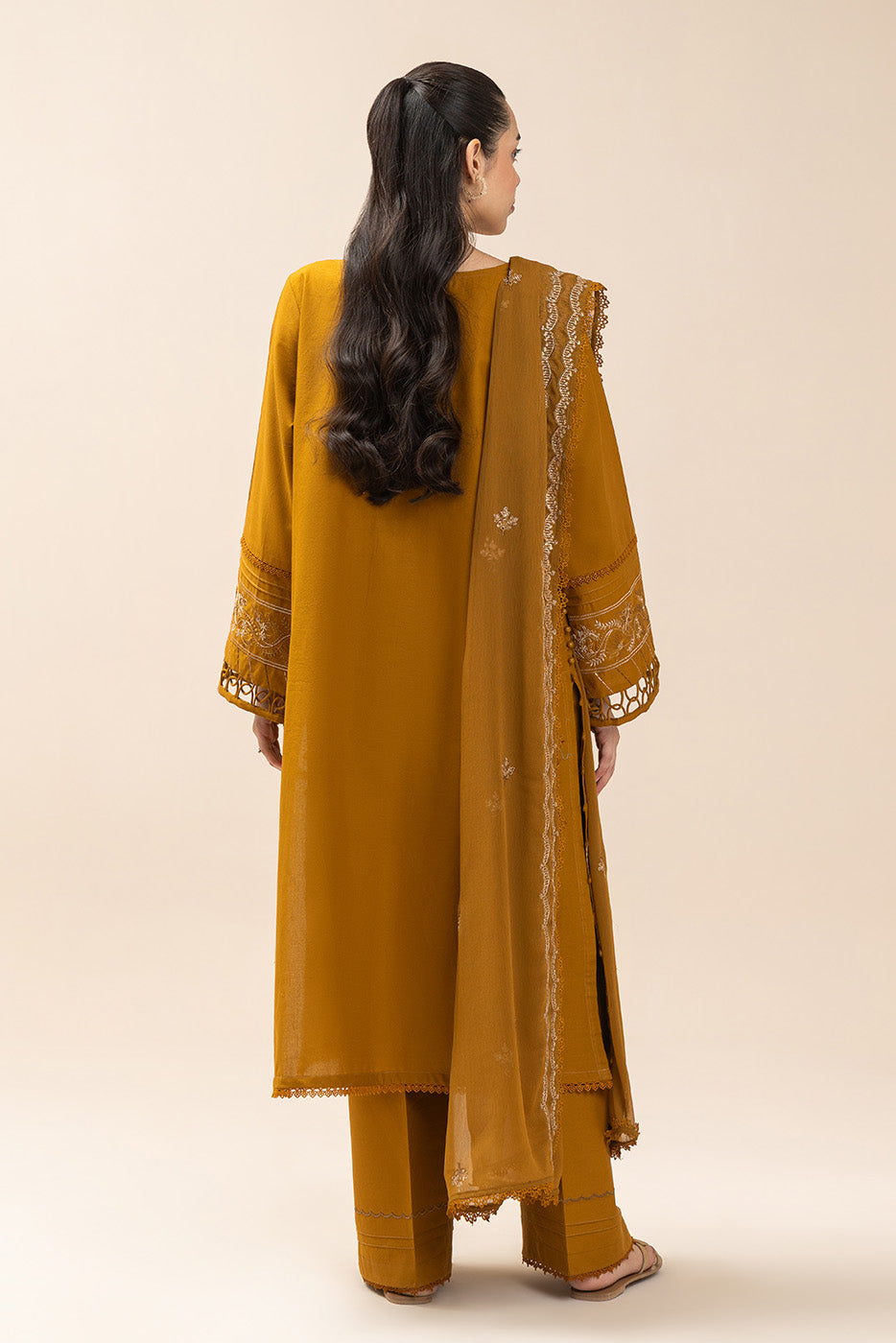 3 PIECE EMBROIDERED LAWN SUIT-MUSTARD MAJESTY (UNSTITCHED)