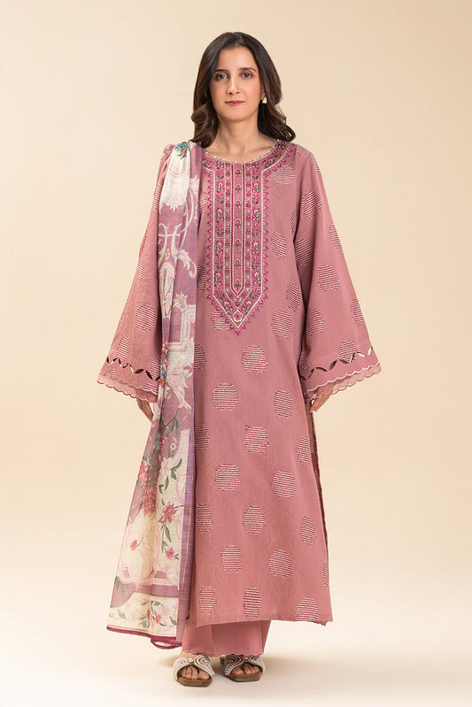 3 PICE EMBROIDERED LAWN SUIT-SALMON ROSE (UNSTITCHED)