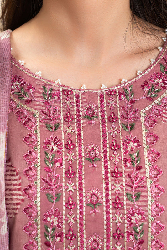 3 PICE EMBROIDERED LAWN SUIT-SALMON ROSE (UNSTITCHED)